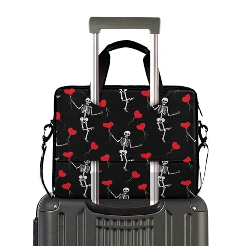 Romantic Skull Gothic Halloween Skeleton Laptop Bag Case 13 14 15.6 inch Laptop Messenger Bag Crossbody Briefcase for Men Women with Shoulder Strap Handle