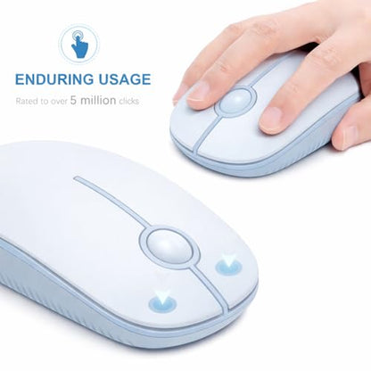 VssoPlor Wireless Mouse, 2.4G Slim Portable Computer Laptop Mouse with Nano Receiver Quiet Silent Optical Mice for Notebook, PC, Laptop, Computer-Light Blue - color: Light Blue