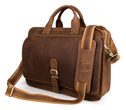 Laptop Briefcase Large Capacity, Dual Compartment Expandable 15.6" Portfolio for Business - color: Brown