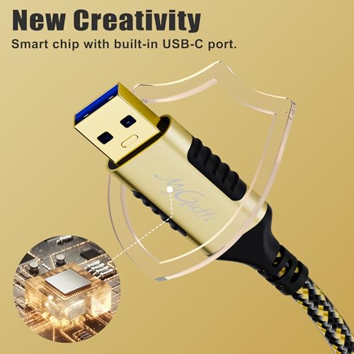 USB to Ethernet Cable 10 FT, USB-A 3.0 to RJ45 Cable, FTP, 1Gbps High-Speed-Shielded LAN Network Cable, Directly Connected, Compatible with Laptop, PC, MacBook, Switch, Windows, macOS, Linux - size: 10FT