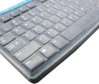 Ultra Thin Desktop Silicone Clear Keyboard Cover Skin Protector Compatible for Logitech MK370 MK270 Wireless Keyboard & Logitech K200 K260 K270 MK200 MK260 Keyboard (NOT for Other Desktop Keyboards) - color: Transparent