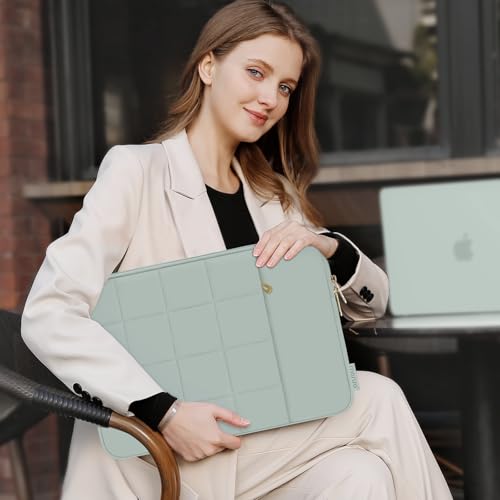 MOSISO Laptop Case 13.3 inch,13-13.3inch Puffy Laptop Sleeve,Antique Green | Compatible with MacBook Air 13 13.6/Neo/Pro 13/Pro 14,HP Dell ASUS,Twelve Square Quilted Bag with Vertical Pocket&Small Case - color: Antique Green, size: 13.3 inch