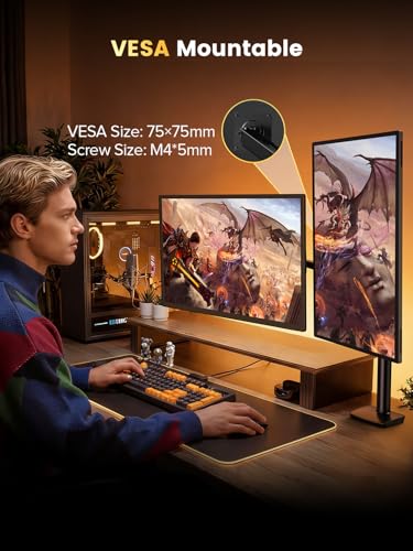 UPERFECT QLED Portable Gaming Monitor 500Hz 24.5'' Monitor, FreeSync 0.1ms, 125%sRGB 2000:1 600Nits, Built-in Stand, Speaker and VESA Mountable DP1.4 USB C HDMI Second Screen for Laptop, Game Console - size: 24.5''