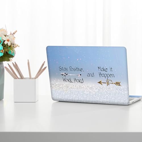 Laptop Skin Sticker Decal, 12" 13" 13.3" 14" 15" 15.4" 15.6 inch Personalized Universal Vinyl Notebook Skin Sticker Cover Art Protector Decal with Free 2 Wrist Pads, Stay Positive Blue - color: Stay Positive Blue