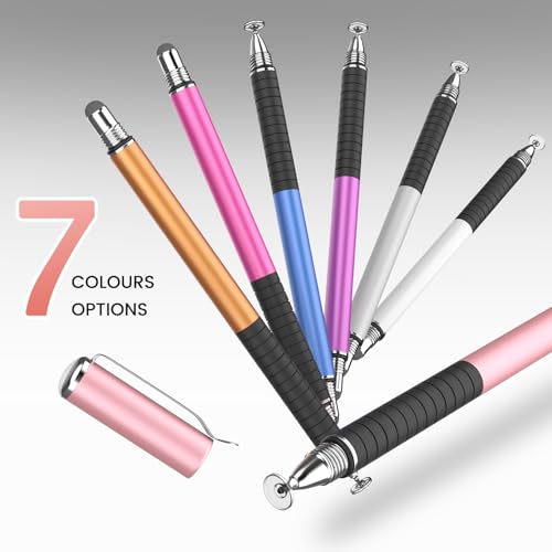 MEKO Stylus Pen for Touchscreen, 2-in-1 Universal Stylus | 6 Pack, MEKO 1st Generation Fine Fiber & Rubber Tips Stylus, High Precision with Clip, Compatiable with All Touch Screens - color: Rose Gold