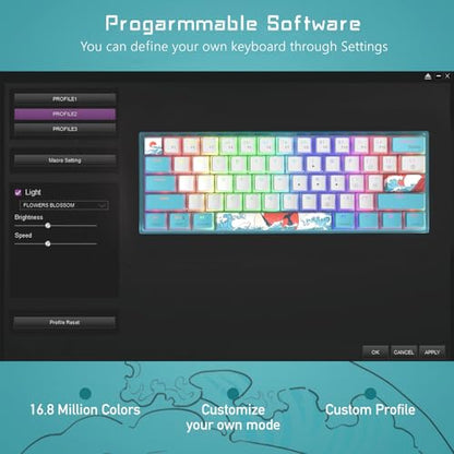 Womier 60% Percent Keyboard,WK61 V2 Mechanical RGB Wired Gaming Keyboard,Hot-Swappable Creamy Key Board with PBT Keycaps,Linear Red Switch for Windows/MAC (Blue) - color: WK61 V2-Blue