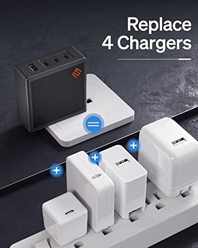 SlimQ 100W USB-C Charger, 4-Port, 3C1A, PD 3.0, No-Reset, No-Throttle - color: Grey 3C1A