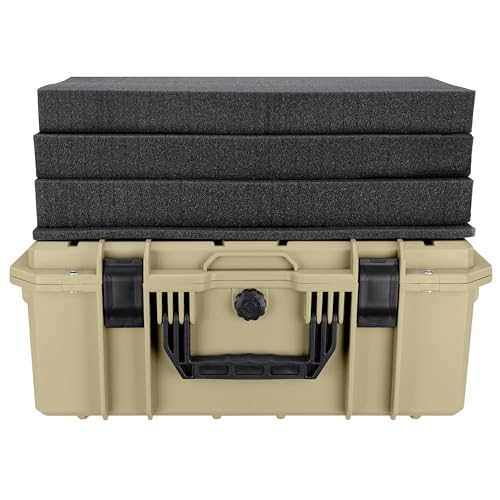 Eylar 21.6" Intact Series Carry-On Hard Camera Case, Lightweight and Durable Stacker Design with Foam (Tan) - color: Tan