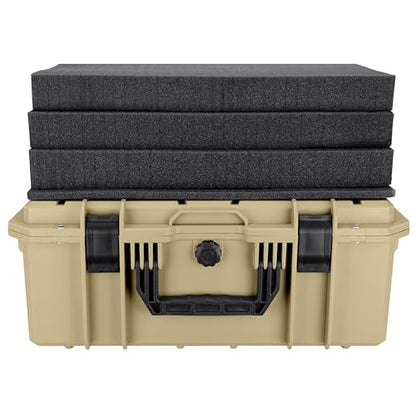 Eylar 21.6" Intact Series Carry-On Hard Camera Case, Lightweight and Durable Stacker Design with Foam (Tan) - color: Tan