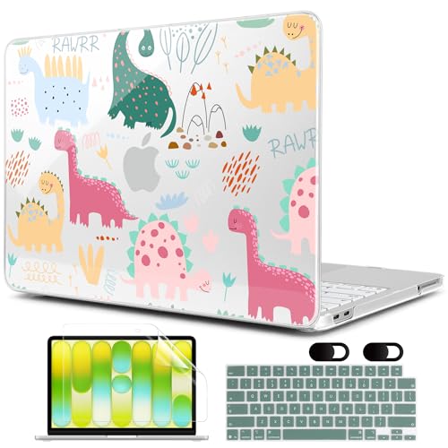 MEEgoodo 4-in-1 Printed Case for MacBook Neo 13 inch 2026 Release Model A3404, Laptop Hard Shell Cases with Keyboard Skin & Screen Protector & Webcam Covers, Cute Dinosaurs - color: Cute Dinosaurs