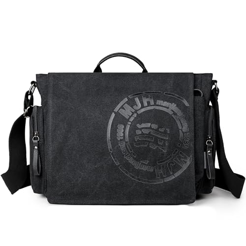 FSD.WG Satchel Messenger Bag for Men Canvas,Travel Shoulder bag 13.5" Laptop Bags - color: Black25