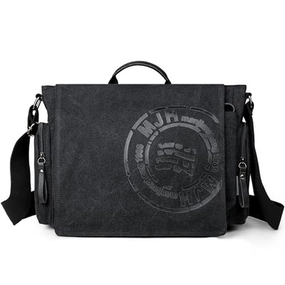 FSD.WG Satchel Messenger Bag for Men Canvas,Travel Shoulder bag 13.5" Laptop Bags - color: Black25