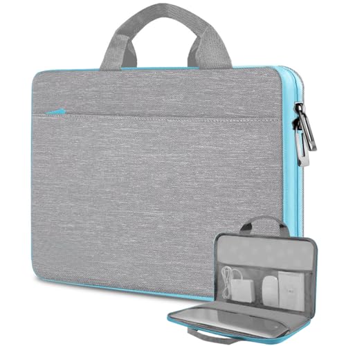 Hseok Laptop Case 13.3-14 inch Sleeve, TSA Computer Handbag Water-Resistant and Shockproof Bag Compatible with MacBook Pro/Neo 14", Mac Air/Pro 13.3" and 13"-14" Notebooks Chromebooks,Light Gray-Blue - color: Light Gray-blue