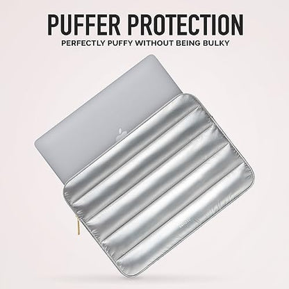 Vandel The Original Puffy Laptop Sleeve 13-14 Inch, Laptop Sleeve for Women | Protective Carrying Case Cover for MacBook Pro 14 in, MacBook Air 13 Inch, iPad Pro 12.9, Dell, Asus, HP - color: g. Shiny Silver