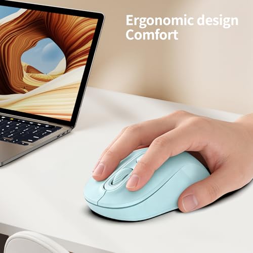 Wireless Mouse, 2026 New Model, Silent Click Ergonomic Design, Portable, 4 Buttons, Adjustable DPI (800/1200/1600), for Laptop/PC/Office (Blue) - color: blue