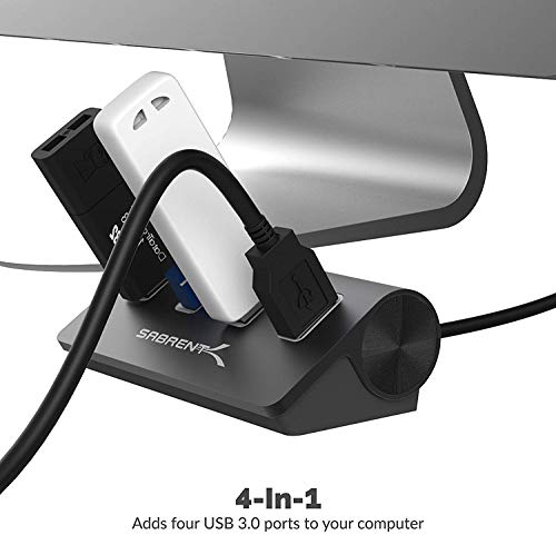 SABRENT 4-Port USB 3.0 Hub Aluminum Portable Data Hub with 2.5ft USB 3.0 Cable for iMac, MacBook, MacBook Pro, MacBook Air, Mac mini, or Any PC [Black] (HB-MC3B) - size: USB-A 4-Port – Black