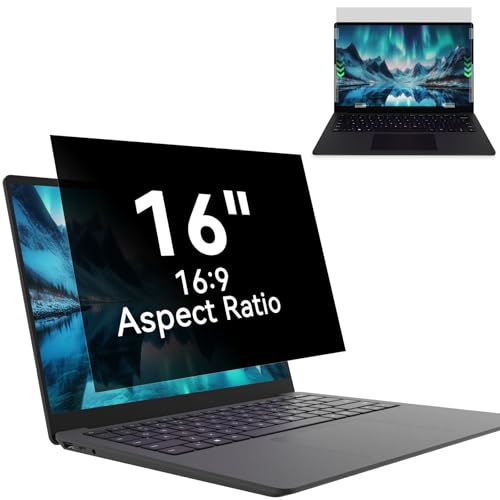 Laptop Privacy Screen 16 Inch, Laptop Screen Privacy Shield 16:9 Aspect Ratio Anti-Glare Blue Light Computer Monitor Protector,Removable 16in Filter for Lenovo HP Dell Acer Asus Thinkpad Envy Xps - size: Non-Magnetic 16" 16:9 Aspect