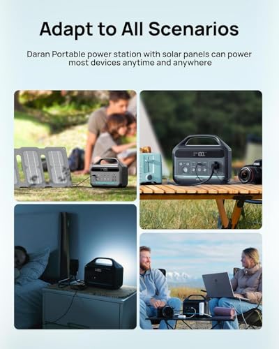 DARAN Portable Power Station 300W, 192Wh LiFePO4 Battery, Solar Generator with 110V AC Outlet & 8 Ports,Battery Backup for Camping, RV, Home Emergency Backup