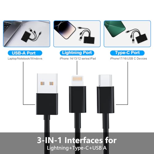 Memory Stick Pro Duo Adapter, 4 in 1 SD/TF/MS/XD Card Reader, XD Picture Card Reader for USB C/Lightning/USB A, Multi-SD Card Reader for iPhone 17/16/15/14/13/12/11/iPad/MAC/Android/Laptop/PC