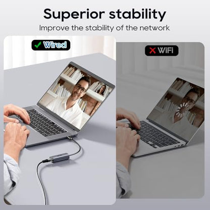 ICZI USB C to Ethernet Adapter, Plug and Play Gigabit USB C Network Adapter, Thunderbolt 4/3 to RJ45 Dongle, Aluminum Case Ethernet Adapter Compatible for MacBook Pro/Air, iPad, iPhone, XPS