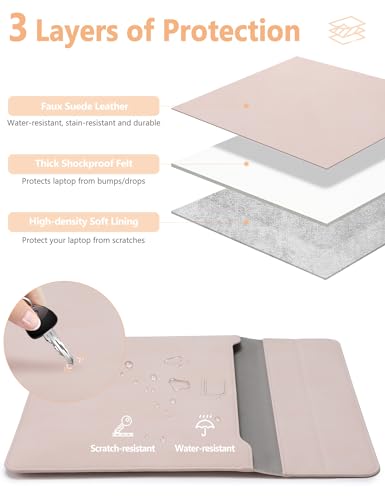 HYZUO 13.3-14 Inch Laptop Case Sleeve with Stand Feature, Apricot | for MacBook Pro 14 M5/M4/M3/M2/M1 A3426 A3427 2026-2021, MacBook Pro/Air 13.3, 13.5 13.8 Surface Laptop,HP Spectre X360 13/14 - color: Apricot, size: 13.3-14 Inch