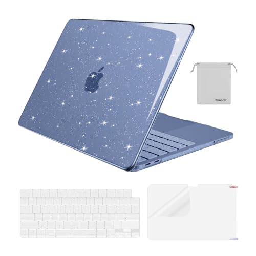 MOSISO Sparkly Glitter Case Compatible with MacBook Neo Case 13 inch 2026 | Model A3404 with A18 Pro Chip, Crack-Resistant Protective Hard Shell Case&Keyboard Cover&ScreenFilm&Pouch, Indigo - color: Indigo