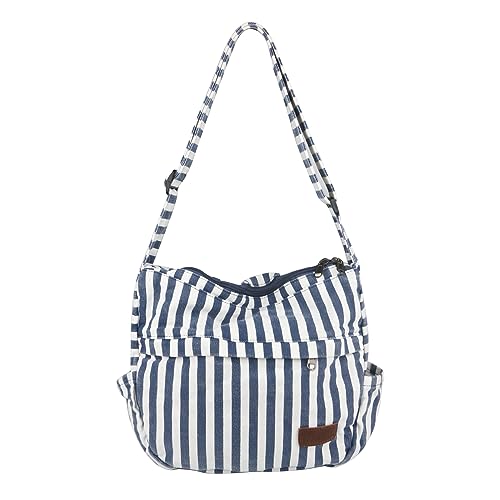 Large Canvas Messenger Bag with Multiple Pockets for Men and Women, Crossbody Shoulder Tote Hobo Laptop Bag - color: 92 - Blue Line