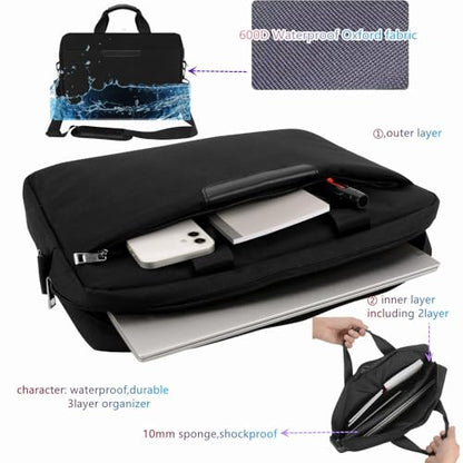 Premium Black,17.3-18.4Inch Laptop Briefcase with Cross-Body Shoulder, DVD Player bag,Painting board bag，Laptop case Fits Dell, HP, ASUS,MacBook Pro, 3-layer Design,Durable,LIGHTWEIGHT