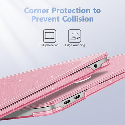 May Chen Compatible with MacBook Air 13 inch Case 2021 2020 2019 2018 Release Models: M1 A2337 A2179 A1932, Plastic Hard Shell Case for Mac Air 13 inch with Retina Fits Touch ID, Pink Glitter - color: Pink Glitter