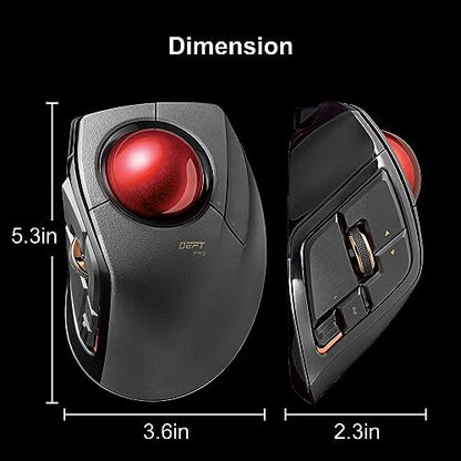 ELECOM DEFT PRO Trackball Mouse, Wired, Wireless, Bluetooth 3 Types Connection, Ergonomic Design, 8-Button Function, Red Ball, Windows11, MacOS (M-DPT1MRXBK) - style: Trackball Mouse