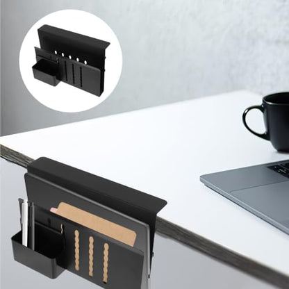 Lurrose Desk Laptop Mount Clamp with Non-Slip Pad, Carbon Steel Laptop Holder and Versatile Accessory for Living Room Table and Desk, Black Vertical Organizer