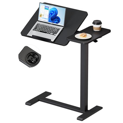 BZIUM Overbed Bedside Table with Hidden Wheels, Adjustable Medical Tilt Top Hospital Bed Table Over The Bed, Rolling Desk Mobile Standing Desk (31.5x15.8, Black) - color: Black, size: 31.5x15.8 Inch