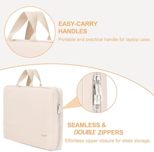 Ytonet Laptop Case 16 inch, 15-15.6 Inch Water Resistant Slim Laptop Sleeve | Compatible with MacBook, HP, Dell, Lenovo, Asus Notebook, Carry Travel Laptop Bag, TSA, Gift for Men Women, Beige - color: Beige, size: 16 inch