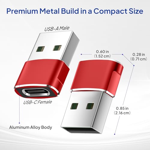 Elebase for Airpods Pro 3 Adapter,USB to USB C Adaptor 4Pack,USBC Female to A Male Cable Connecter for Apple Watch Ultra iWatch 11 10 9 8 7 SE 2,Airpods 4,iPad 8th 9th 10th Air 5th Mini 6th Generation - color: Red