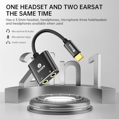 USB C to 3.5mm Jack Audio Adapter External Sound Card with 3.5mm Headphone and Microphone TRS Jack to USB C Compatible with Windows, Laptops, Desktops Windows, MAC, Linux, PC, PS5, PS4 - color: B-Black