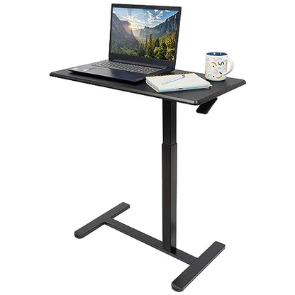 Mount-It! Overbed Table with Wheels, Adjustable Height Bedside Table for Hospital & Home, Over the Bed Laptop Desk, Rolling Hospital Bed Table for Eating, Working, or Recovery (Black)
