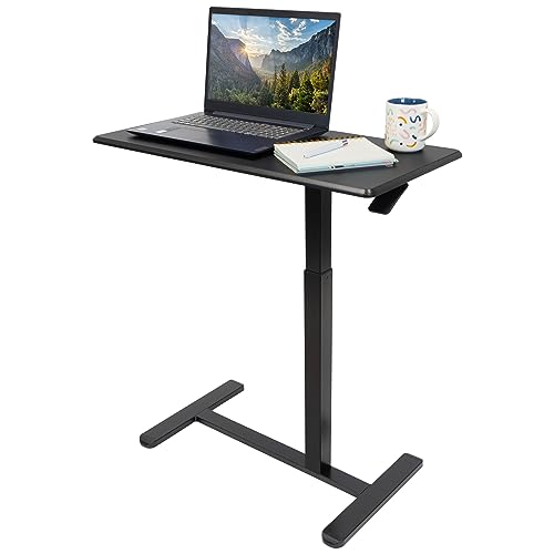 Mount-It! Hospital Overbed Table with Wheels, Adjustable Height, Black | Bedside Tray Table for Meals, Over the Bed Laptop Desk, Rolling Table for Eating, Reading, Working, or Recovery - color: Black
