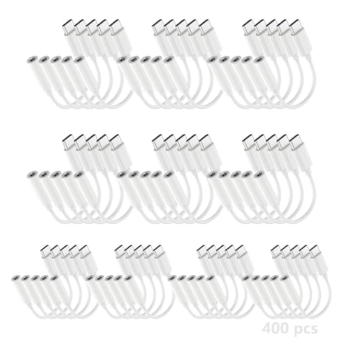 400 Pack USB C to 3.5mm Headphone Jack Adapter for iPhone 17/16/15/Pro Max/Plus, Type C Aux Audio Dongle Cable Cord Compatible with iPad, Samsung Galaxy S25/24/S23/S22/S21, MacBook-White - color: White, size: 400 Pack