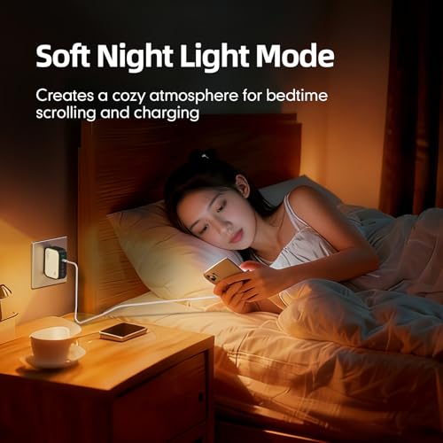 120W GaN USB C Charger, 6-Port Fast Charging Block with Night Light, PD 100W Wall Charger for MacBook Pro/Air, iPhone 17/16/15 Series, iPad, Laptop - Ultra-Compact Travel Charger for Home and Office