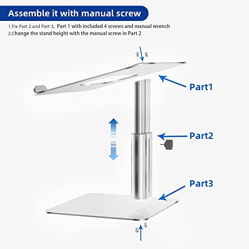 BESIGN LSX6N Laptop Stand, Ergonomic Adjustable Notebook Riser, Computer Holder, Laptop Mount Compatible with 10-15.6" Laptops, Silver - color: Silver, size: Sit Work(H5.90-9.44in)