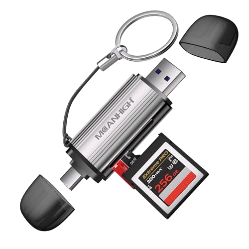 SD Card Reader, USB-C and USB 3.0 Micro SD Card Adapter, Dual Connector Memory Card Reader for SDXC, SDHC, SD, MMC, RS-MMC, Micro SDXC, Micro SD, Micro SDHC Card