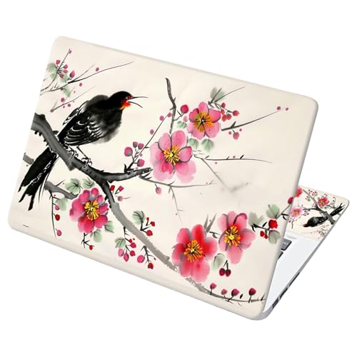 Universal Laptop Skin Sticker with 2 Wrist Pad Decals, 3-Piece Removable Vinyl Laptop Cover, Plum Blossom Waterproof Anti-Scratch, Easy-Trim Fit for 13.3" 14" 15.6" Laptops - color: Plum Blossom