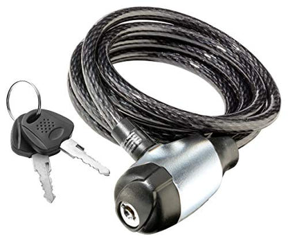 Schwinn Bike Cable Lock with Keys, 6 ft x 8 mm, Black, Durable Steel, Protective Vinyl Cover, Carrying Bracket for Transport, Anti Theft Protection, Bike Lock Cable for Security - size: 6 Foot/8mm Cable