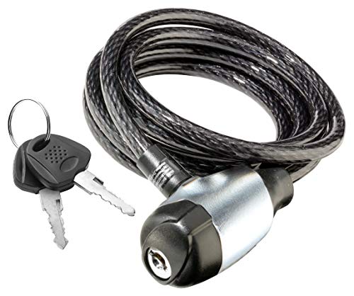 Schwinn Bike Cable Lock with Keys, 6 ft x 8 mm, Black, Durable Steel, Protective Vinyl Cover, Carrying Bracket for Transport, Anti Theft Protection, Bike Lock Cable for Security - size: 6 Foot/8mm Cable
