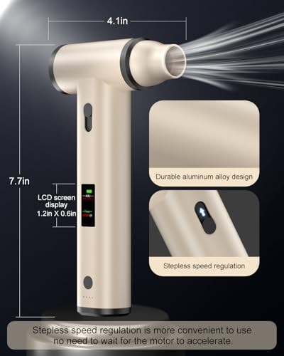 Electric air Duster with Fast Charger (5V/2A),185000 RPM High Rechargeable Brushless Motor Durable Blower, 10000mAh Aluminum Alloy Compressed Air Duster with LCD Screen for PC,Car,Outdoor