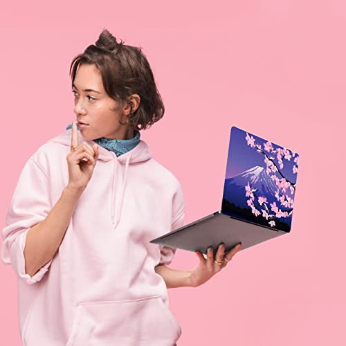 Laptop Skin Sticker Decal,13.3 14 15 15.4 15.6 inch Laptop Universal Vinyl Skin Sticker Cover,Dustproof Waterproof Reusable Art Decal Protector with Free 2 Wrist Pads (Mount Fuji and Cherry Blossoms) - color: Mount Fuji and cherry blossoms