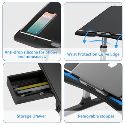 HETTHI Home Office Lap Desks, Adujustable Laptop Bed Desk and Portable Laptop Lap Desk for Writing Working Reading Eating