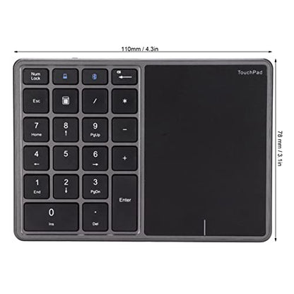 Zunate Numeric Keypad, 22 Keys Type C Rechargeable Number Pad with Touchpad, USB Receiver, Dual Mode Mini Numeric Keypad for Laptop, PC (Grey)