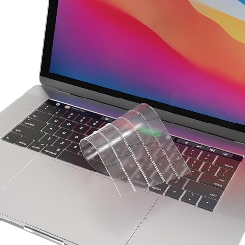 ProElife Keyboard Cover for MacBook Pro with Touch Bar 13/15 Inch A2159 | Clear, Ultra-Thin (0.13 mm), TPU Protective Skin, Dust-proof, Precision Molded, Quiet Typing, Washable & Reusable - color: Clear