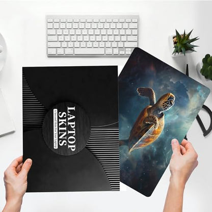 Universal Laptop Skin Sticker with 2 Wrist Pad Skins, Waterproof Scratch Resistant Vinyl Laptop Cover Decal, Cut to Fit for 11–15.6 Inch MacBook HP Dell Lenovo, Galaxy Turtle - color: Galaxy Turtle